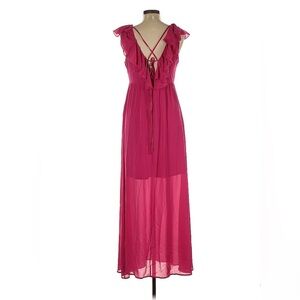 NWT DAVI & DANI ruffled Fuchsia maxi dress, zip side, lined